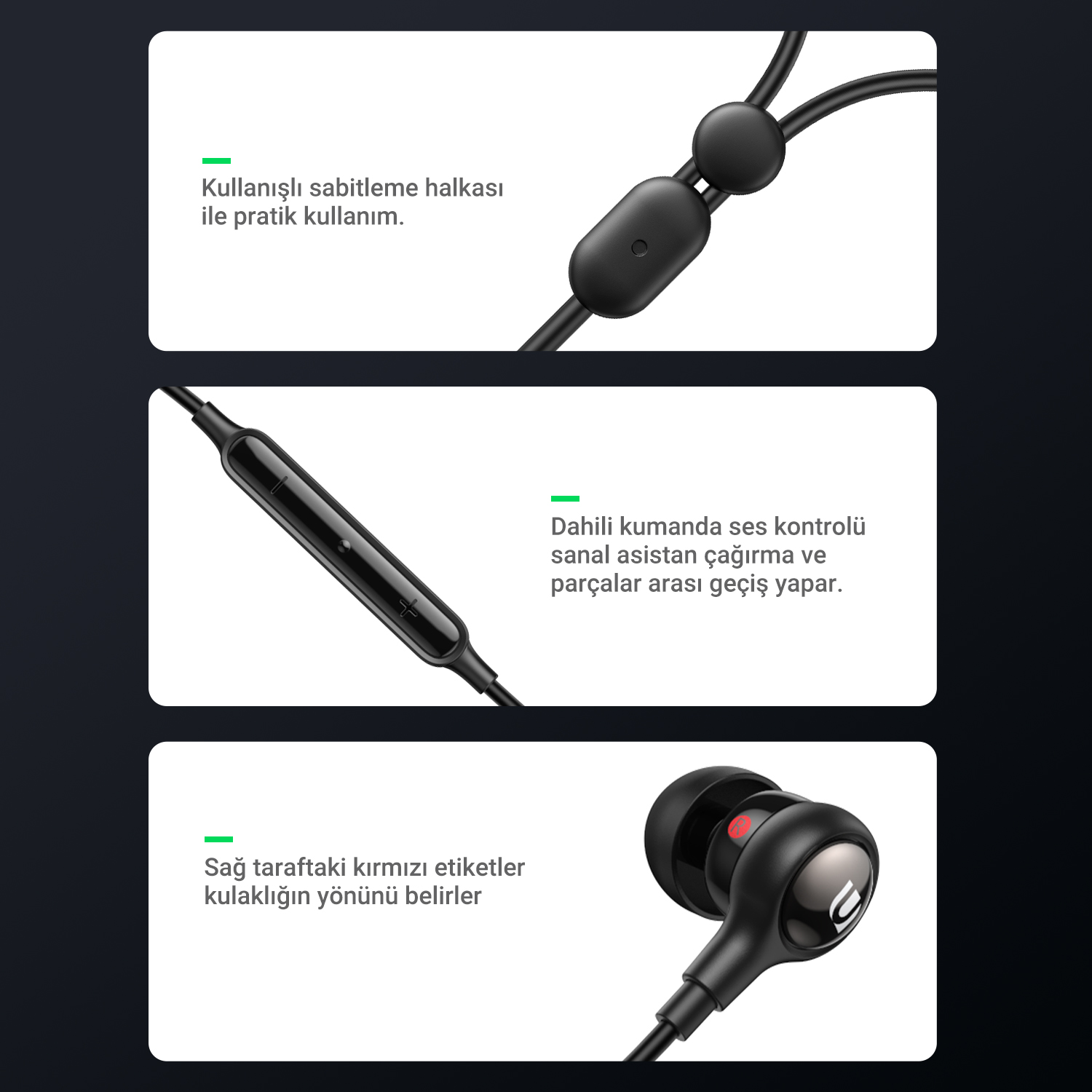 UGREEN žične in-ear slušalice EP103 (30637) 3.5mm sa mikrofonom - crne - 2