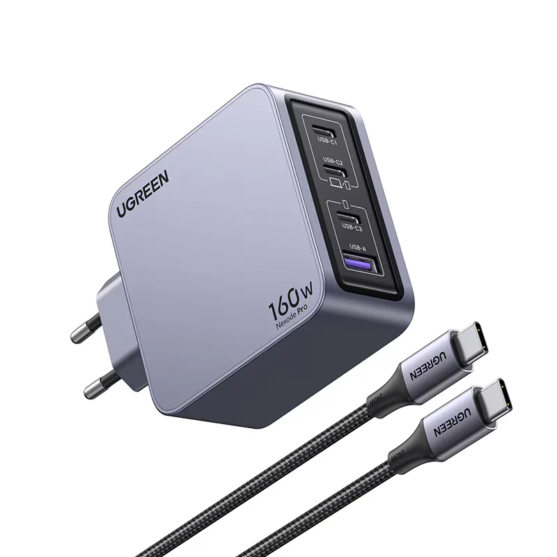 UGREEN Nexode Pro 160W GaN punjač 4-port (3x USB-C + 1x USB-A) - sivi